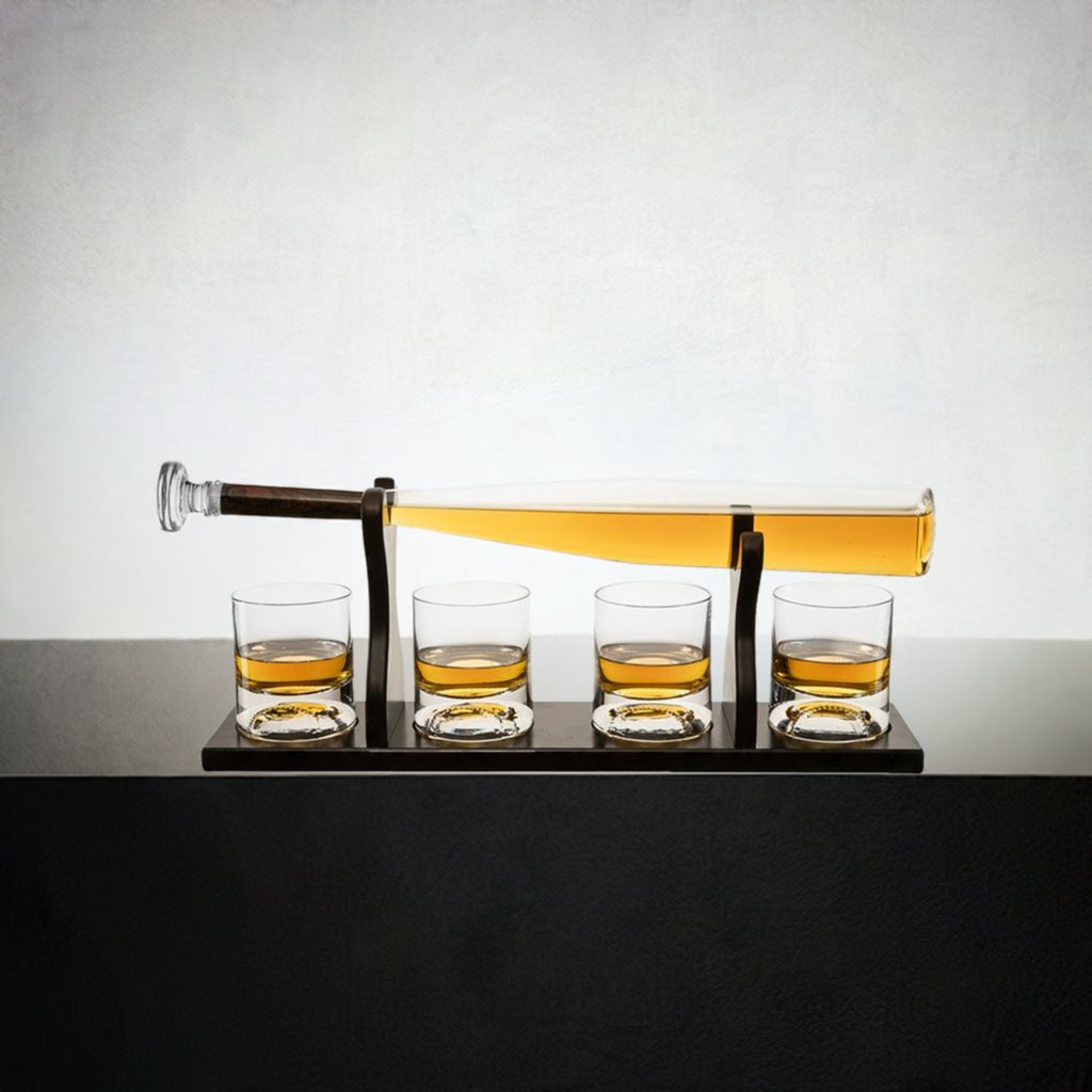 Baseball Bat Whiskey & Wine Decanter 4 Baseball Glasses - Whisky & Wine Decanters Australia
