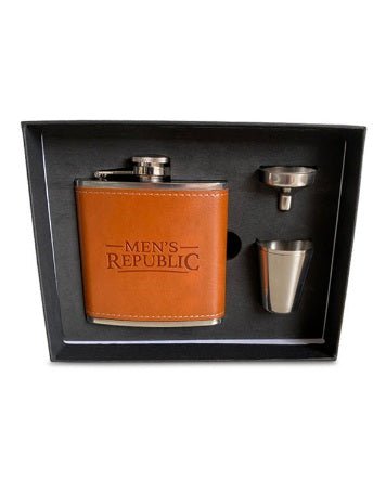 Men's Republic Hip Flask, Funnel and 2 Cups - Whisky & Wine Decanters Australia